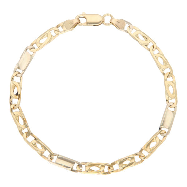 Pulsera eslabón combinado en oro dos tonos 14 kilates.
