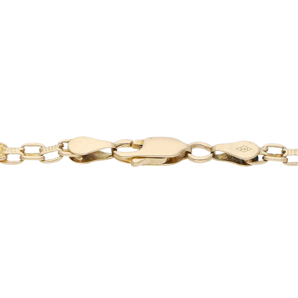 Pulsera eslabón calado con aplicaciones de sintéticos en oro amarillo 14 kilates.