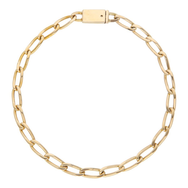 Pulsera eslabón encontrado en oro amarillo 14 kilates.