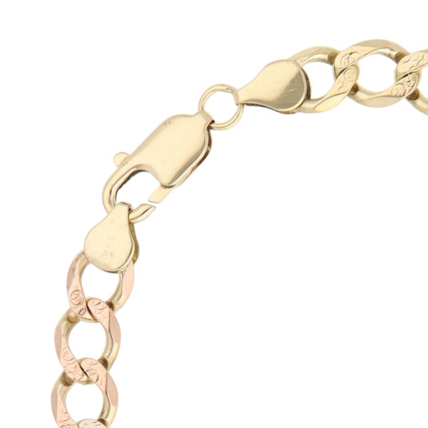 Pulsera de tres eslabones por uno en oro tres tonos 14 kilates.