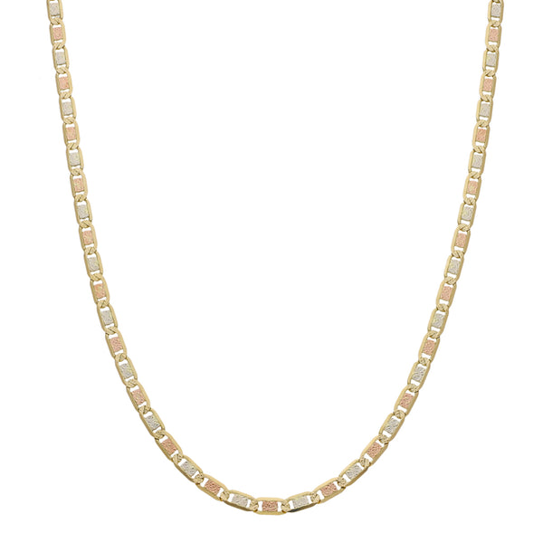 Collar eslabón nudo marino en oro tres tonos 14 kilates.