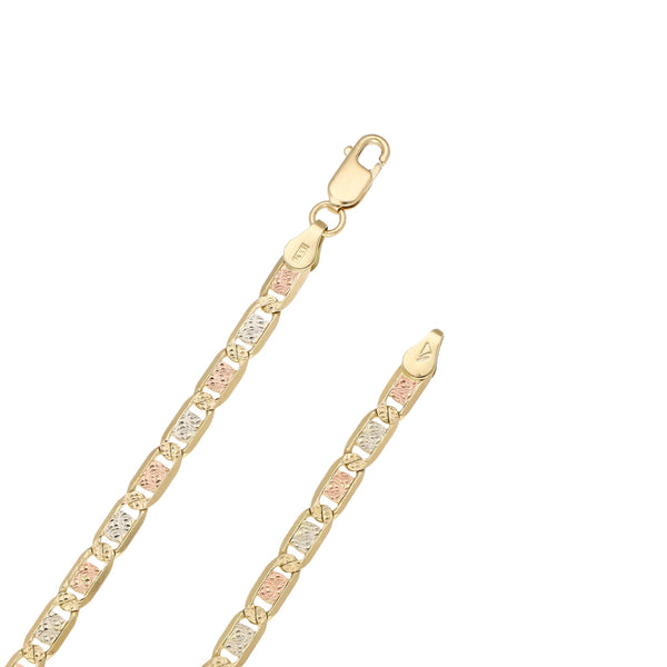 Collar eslabón nudo marino en oro tres tonos 14 kilates.