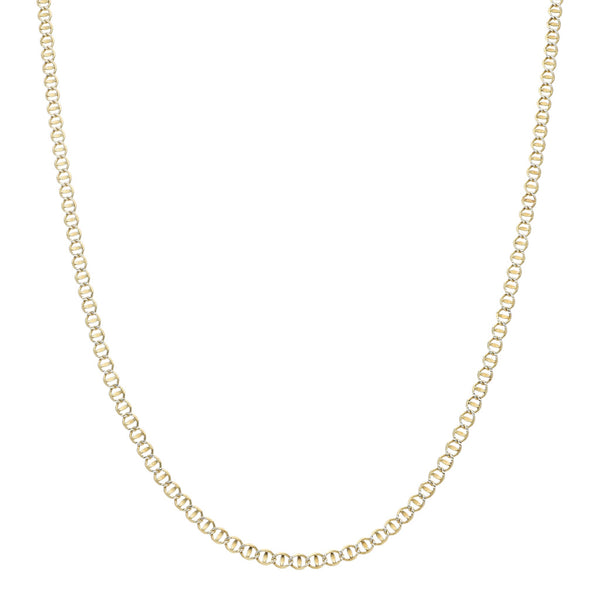 Collar eslabón nudo marino platinado en oro amarillo 14 kilates.