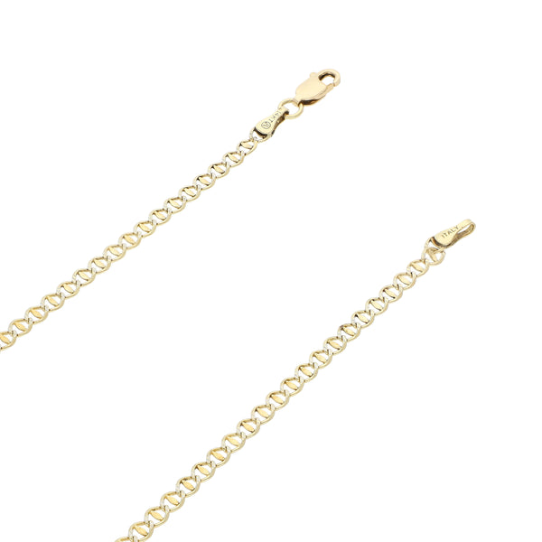Collar eslabón nudo marino platinado en oro amarillo 14 kilates.