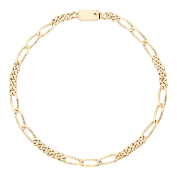 Pulsera de seis eslabones por tres en oro amarillo 14 kilates.
