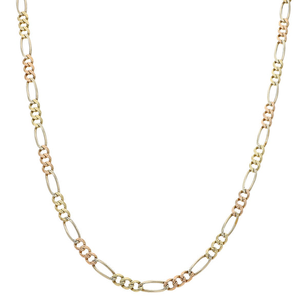 Collar de tres eslabones por uno en oro tres tonos 14 kilates.