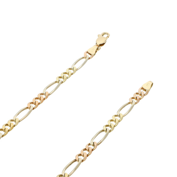 Collar de tres eslabones por uno en oro tres tonos 14 kilates.