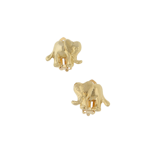 Aretes diseño especial motivo elefante en oro amarillo 14 kilates.