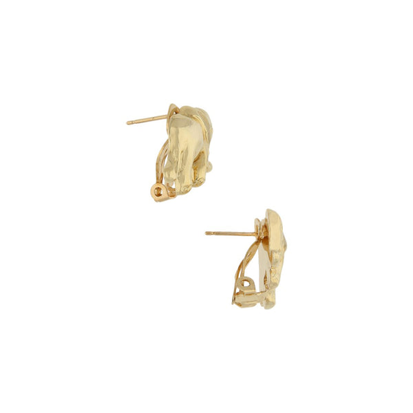 Aretes diseño especial motivo elefante en oro amarillo 14 kilates.