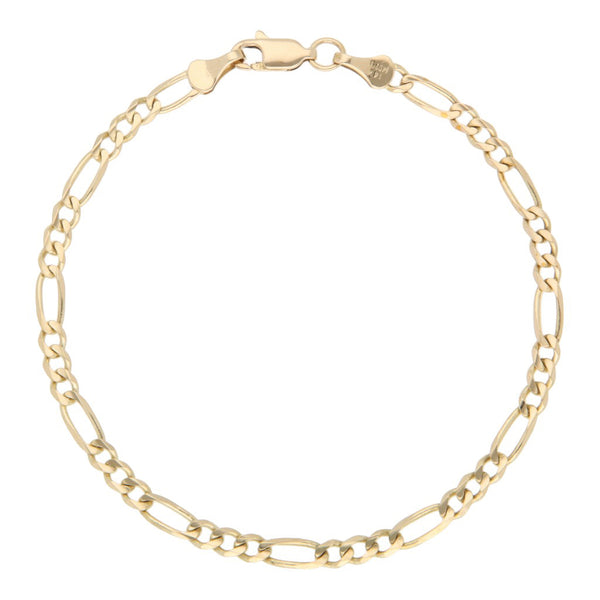 Pulsera de tres eslabones por uno en oro amarillo 14 kilates.