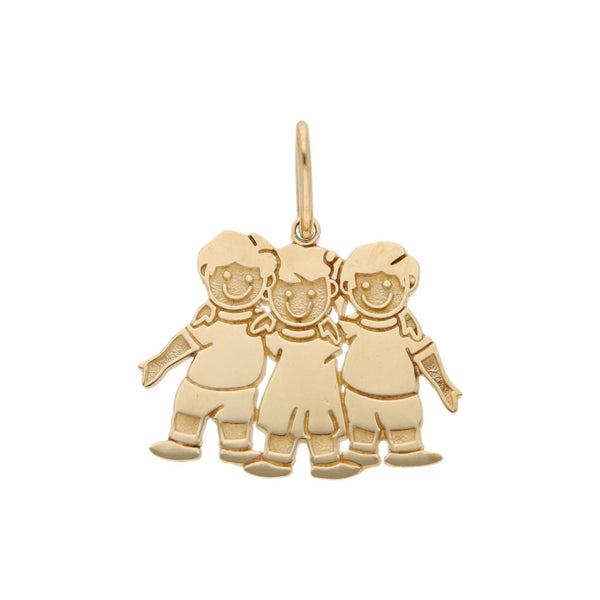 Dije diseño especial motivo niños en oro amarillo 14 kilates.
