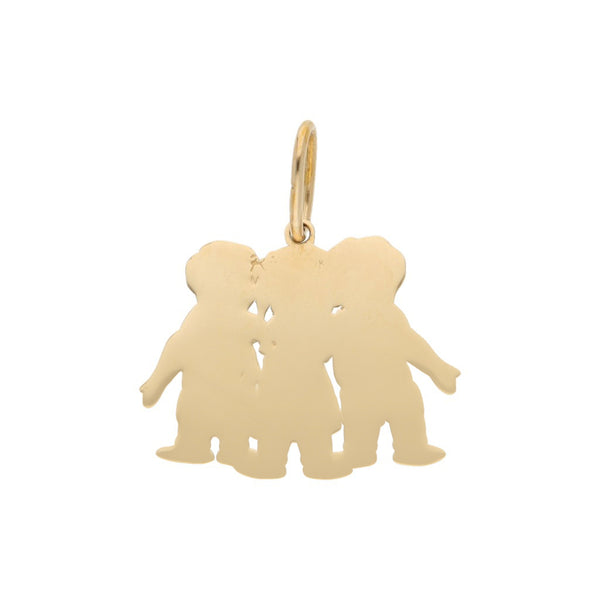 Dije diseño especial motivo niños en oro amarillo 14 kilates.