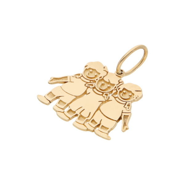 Dije diseño especial motivo niños en oro amarillo 14 kilates.