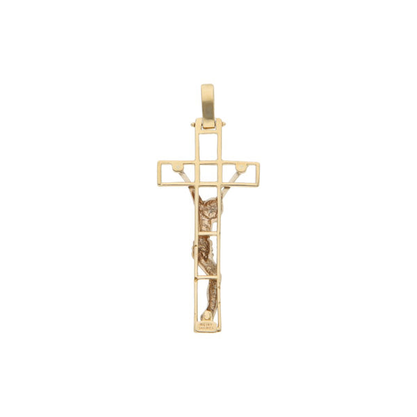 Crucifijo diseño especial en oro dos tonos 14 kilates.