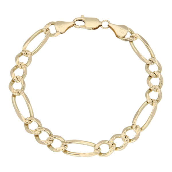 Pulsera de tres eslabones por uno en oro amarillo 14 kilates.