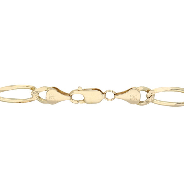 Pulsera de tres eslabones por uno en oro amarillo 14 kilates.
