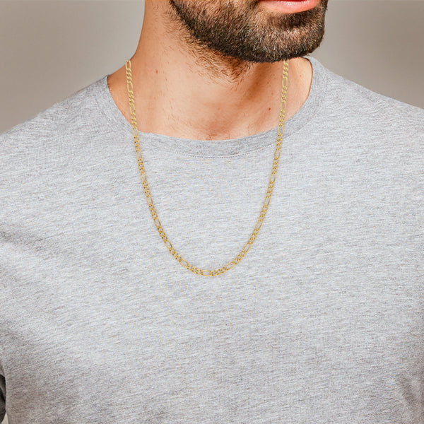 Collar de tres eslabones por uno en oro amarillo 14 kilates.