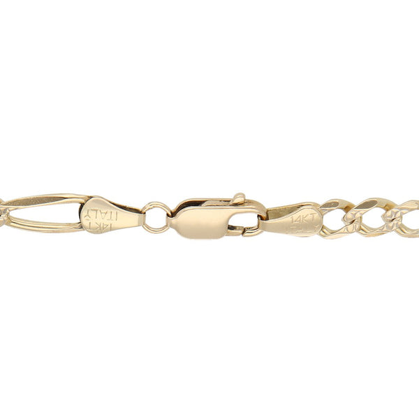 Pulsera de tres eslabones por uno platinado en oro amarillo 14 kilates.