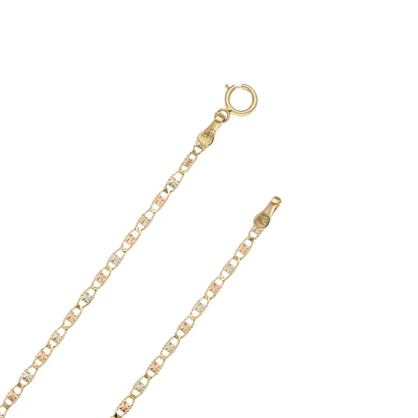 Collar eslabón nudo marino y medalla facetada motivo San Judas Marino en oro amarillo 14 kilates.
