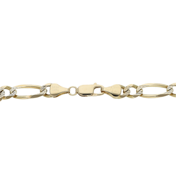 Pulsera de tres eslabones por uno platinados en oro amarillo 14 kilates.