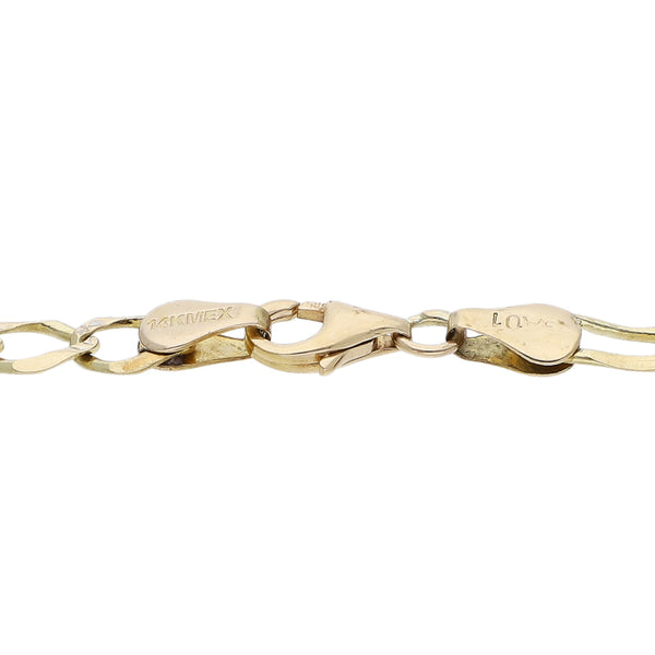 Pulsera de tres eslabones platinados por uno en oro amarillo 14 kilates.