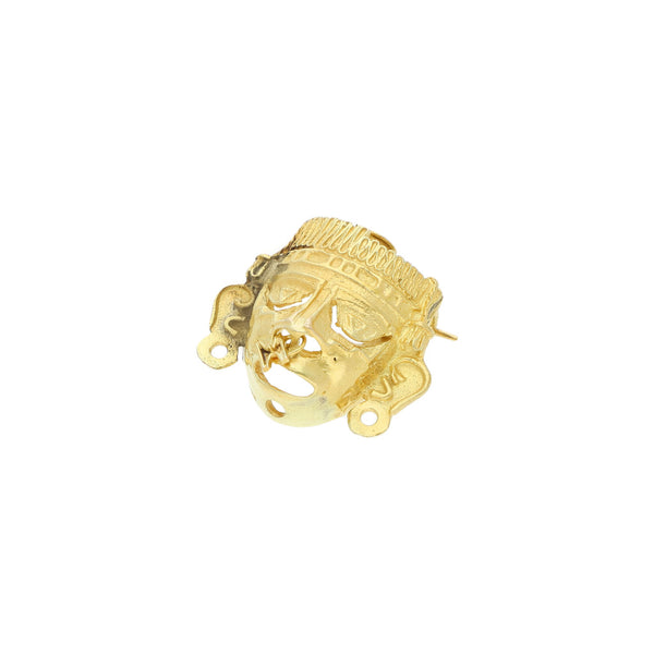 Prendedor diseño especial motivo mascara en oro amarillo 14 kilates.