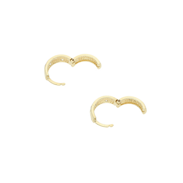 Arracadas lisas con sintéticos en oro amarillo 14 kilates.