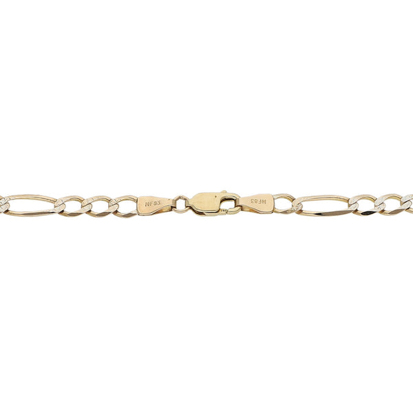 Pulsera de tres eslabones por uno platinados en oro amarillo 14 kilates.