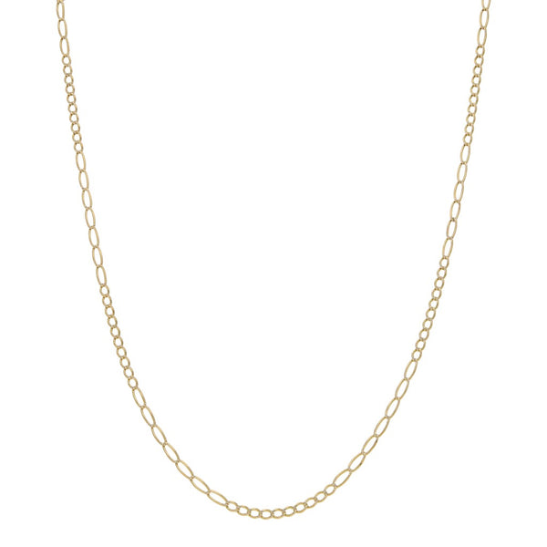 Collar de diez eslabones por siete platinados en oro amarillo 14 kilates.