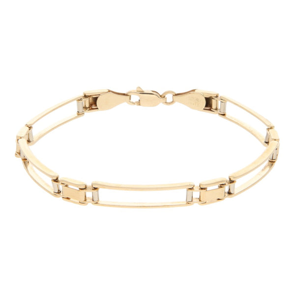 Pulsera eslabón articulado en oro dos tonos 14 kilates.