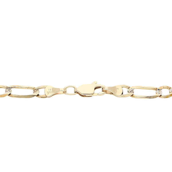 Pulsera de tres eslabones por uno platinado en oro amarillo 14 kilates.