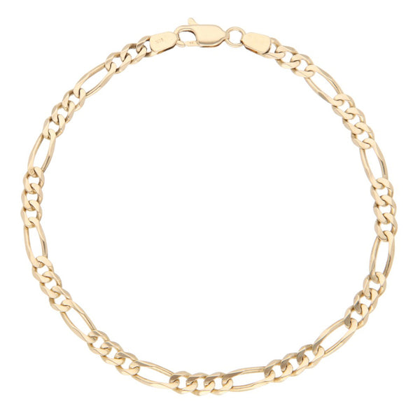 Pulsera de tres eslabones por uno en oro amarillo 14 kilates.