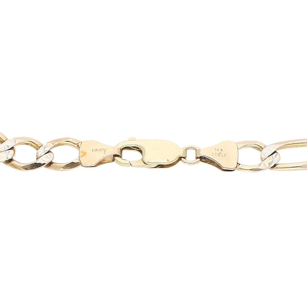 Pulsera de tres eslabones por uno platinado en oro amarillo 14 kilates.