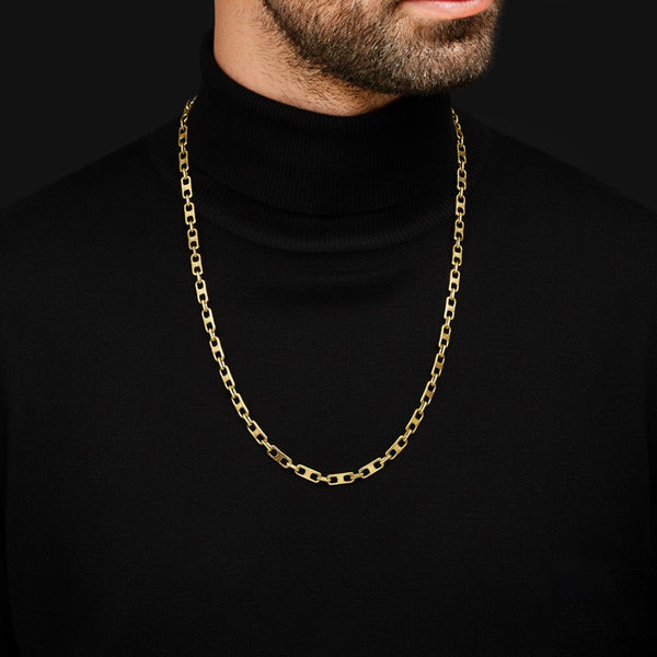 Collar eslabón combinado en oro amarillo 18 kilates.