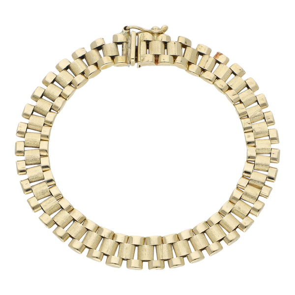 Pulsera eslabón articulado en oro amarillo 14 kilates.