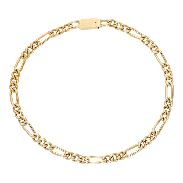 Pulsera de tres eslabones por uno en oro amarillo 14 kilates.