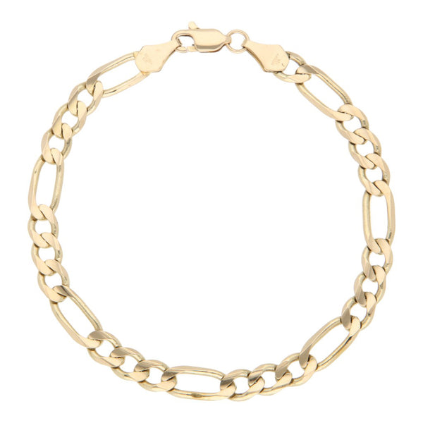 Pulsera de tres eslabones por uno en oro amarillo 14 kilates.