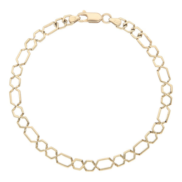 Pulsera de dos eslabones por uno en oro amarillo 14 kilates.