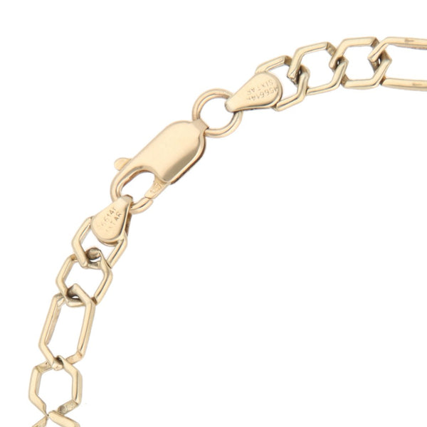 Pulsera de dos eslabones por uno en oro amarillo 14 kilates.