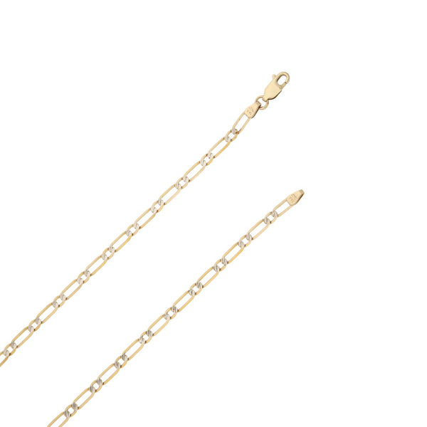 Collar eslabón uno por uno platinados con medalla diseño especial motivo Virgen de Guadalupe y circonias en oro amarillo 14 kilates.