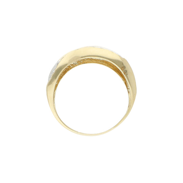 Anillo ondulado con sintéticos en oro amarillo 14 kilates.