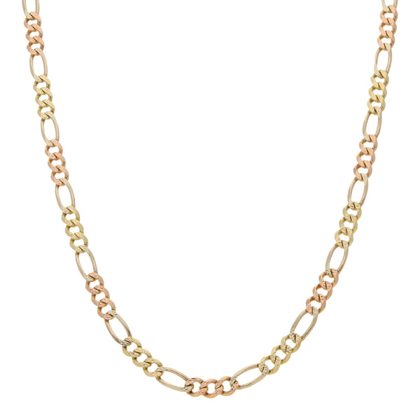 Collar de tres eslabones por uno en oro tres tonos 14 kilates.