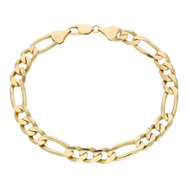 Pulsera de tres eslabones por uno en oro amarillo 14 kilates.