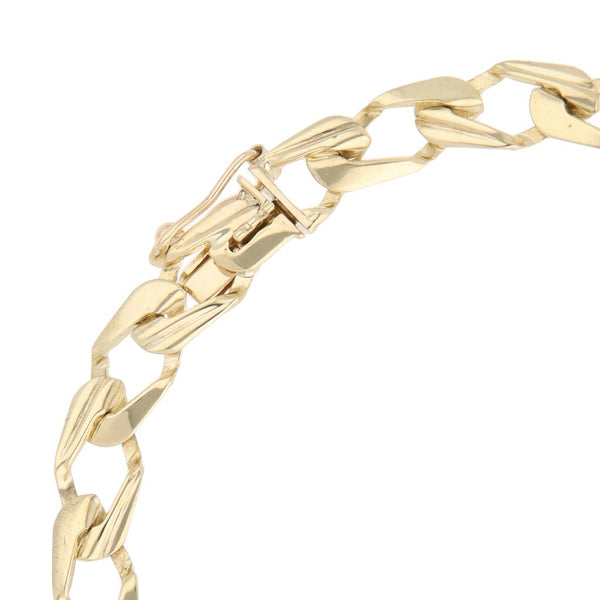 Pulsera eslabón barbado en oro amarillo 14 kilates.