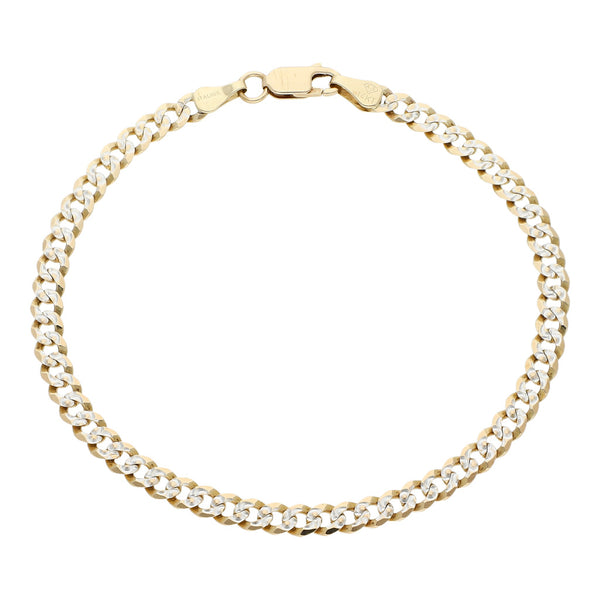 Pulsera eslabón encontrado platinado en oro amarillo 14 kilates.