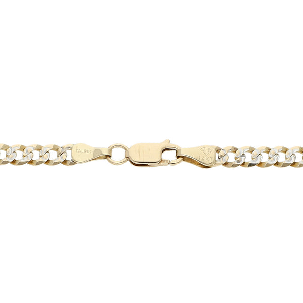 Pulsera eslabón encontrado platinado en oro amarillo 14 kilates.