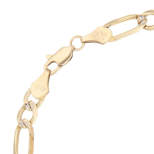 Pulsera de tres eslabones por uno platinados en oro amarillo 14 kilates.