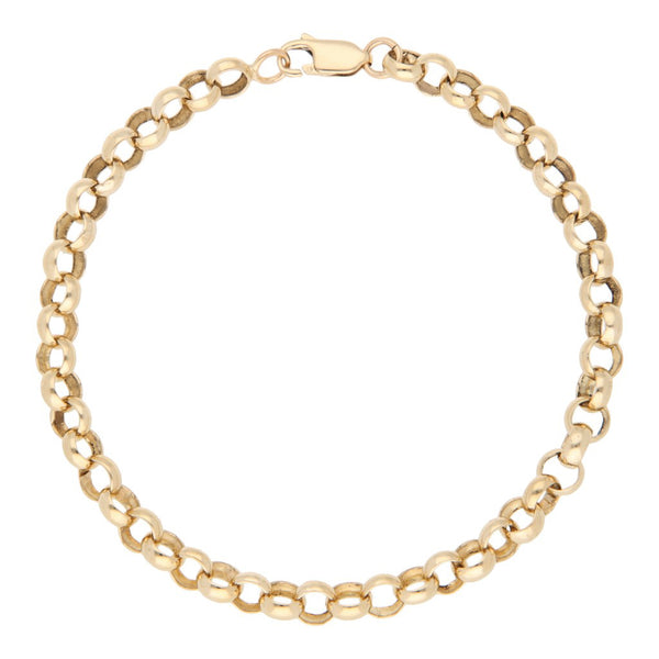 Pulsera eslabón cruzado en oro amarillo 14 kilates.