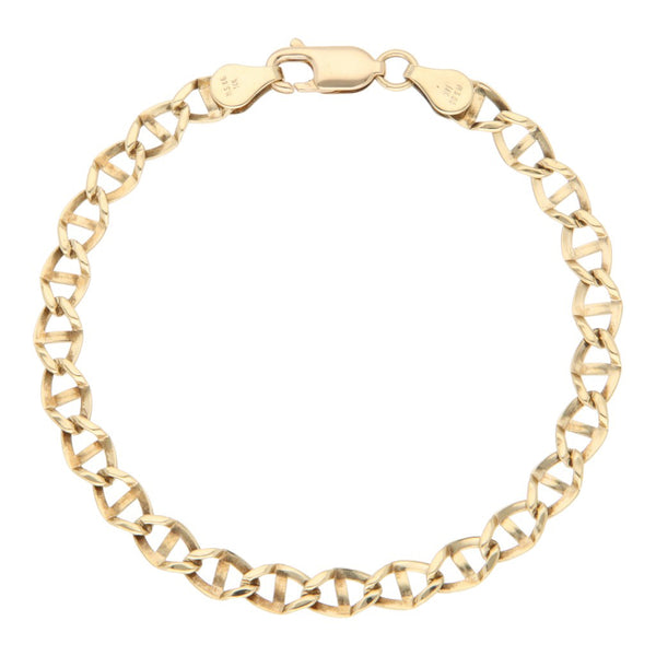 Pulsera eslabón nudo marino en oro amarillo 14 kilates.