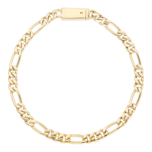 Pulsera de tres eslabones por uno en oro amarillo 14 kilates.